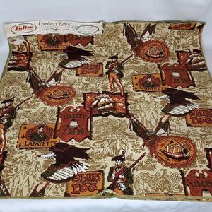Vtg Fabric 1776 Colonial Boston Bunker Hill Liberty Inn Lafayette Soldier Eagle